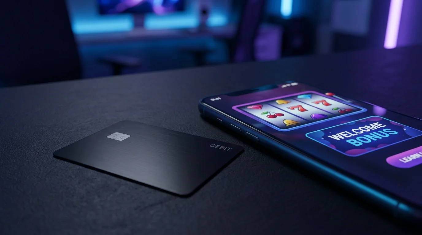 Revolut-Karte und Online-Casino-Startbildschirm auf dem Smartphone