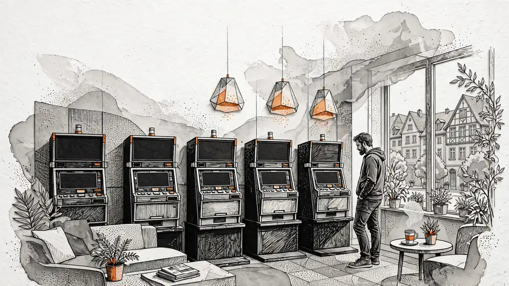 Modernes Casino-Lounge-Interieur mit Spielautomaten in Deutschland