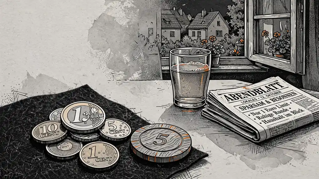 Kleine Euromünzen und ein Spielchip auf Filzunterlage
